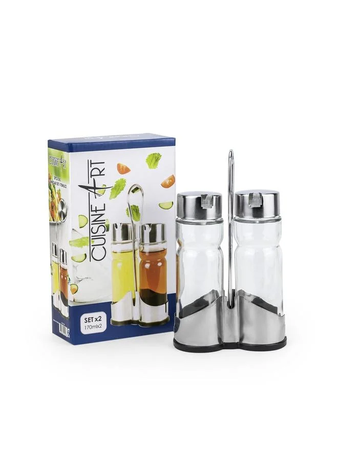 كويزين أرت طقم زيت وخل زجاج صودا لايم قطعتين 170 مل